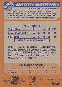 1988-89 Topps #165 Brian Noonan Back
