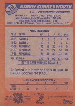 1988-89 Topps #19 Randy Cunneyworth Back