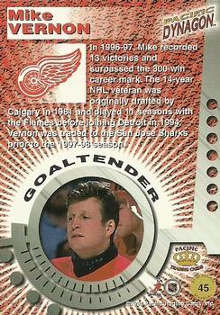 1997-98 Pacific Dynagon - Copper #45 Mike Vernon Back