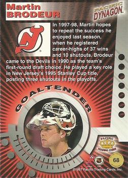 1997-98 Pacific Dynagon - Copper #68 Martin Brodeur Back