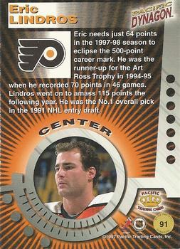 1997-98 Pacific Dynagon - Emerald Green #91 Eric Lindros Back