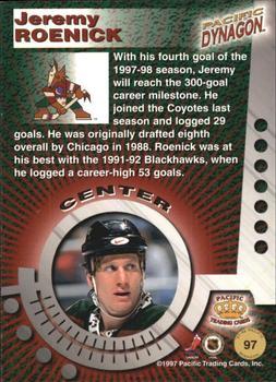 1997-98 Pacific Dynagon - Emerald Green #97 Jeremy Roenick Back