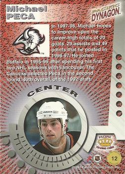 1997-98 Pacific Dynagon - Ice Blue #12 Michael Peca Back
