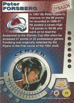 1997-98 Pacific Dynagon - Ice Blue #29 Peter Forsberg Back