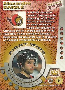 1997-98 Pacific Dynagon - Ice Blue #84 Alexandre Daigle Back