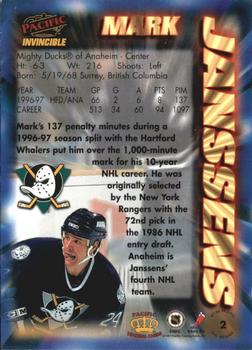 1997-98 Pacific Invincible - NHL Regime #2 Mark Janssens Back