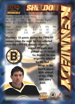 1997-98 Pacific Invincible - NHL Regime #13 Sheldon Kennedy Back