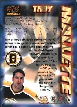 1997-98 Pacific Invincible - NHL Regime #14 Troy Mallette Back