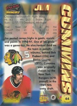 1997-98 Pacific Invincible - NHL Regime #44 Jim Cummins Back