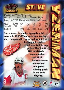 1997-98 Pacific Invincible - NHL Regime #75 Steve Yzerman Back
