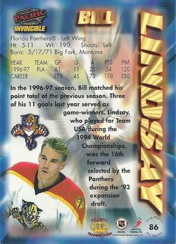 1997-98 Pacific Invincible - NHL Regime #86 Bill Lindsay Back