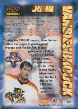 1997-98 Pacific Invincible - NHL Regime #89 John Vanbiesbrouck Back