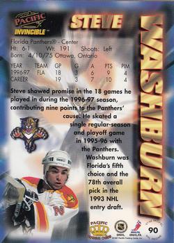 1997-98 Pacific Invincible - NHL Regime #90 Steve Washburn Back