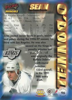 1997-98 Pacific Invincible - NHL Regime #96 Sean O'Donnell Back