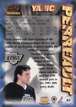 1997-98 Pacific Invincible - NHL Regime #97 Yanic Perreault Back