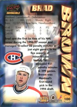 1997-98 Pacific Invincible - NHL Regime #100 Brad Brown Back