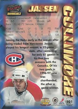 1997-98 Pacific Invincible - NHL Regime #101 Jassen Cullimore Back