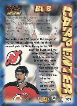 1997-98 Pacific Invincible - NHL Regime #109 Bob Carpenter Back