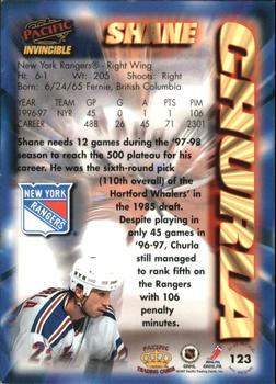 1997-98 Pacific Invincible - NHL Regime #123 Shane Churla Back