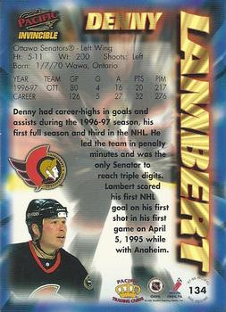 1997-98 Pacific Invincible - NHL Regime #134 Denny Lambert Back