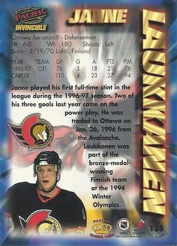 1997-98 Pacific Invincible - NHL Regime #135 Janne Laukkanen Back