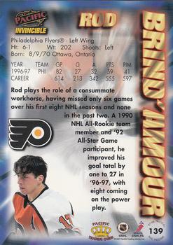 1997-98 Pacific Invincible - NHL Regime #139 Rod Brind'Amour Back