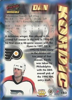 1997-98 Pacific Invincible - NHL Regime #142 Dan Kordic Back