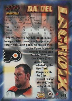 1997-98 Pacific Invincible - NHL Regime #143 Daniel Lacroix Back