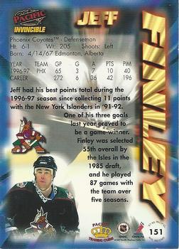 1997-98 Pacific Invincible - NHL Regime #151 Jeff Finley Back