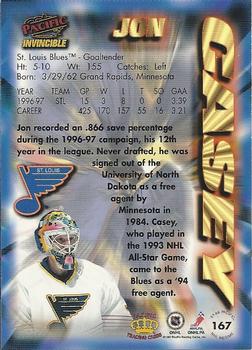 1997-98 Pacific Invincible - NHL Regime #167 Jon Casey Back
