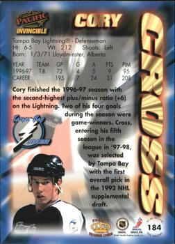 1997-98 Pacific Invincible - NHL Regime #184 Cory Cross Back