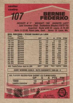 1989-90 O-Pee-Chee #107 Bernie Federko Back