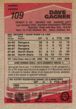 1989-90 O-Pee-Chee #109 Dave Gagner Back