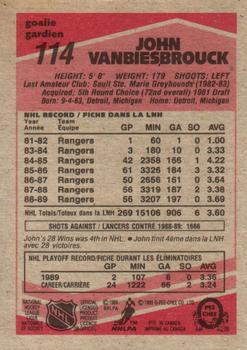1989-90 O-Pee-Chee #114 John Vanbiesbrouck Back