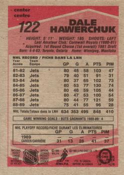 1989-90 O-Pee-Chee #122 Dale Hawerchuk Back