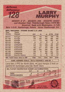 1989-90 O-Pee-Chee #128 Larry Murphy Back