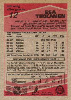 1989-90 O-Pee-Chee #12 Esa Tikkanen Back