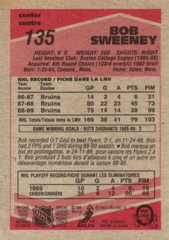1989-90 O-Pee-Chee #135 Bob Sweeney Back