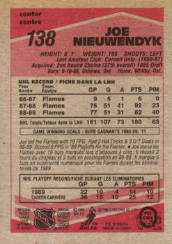 1989-90 O-Pee-Chee #138 Joe Nieuwendyk Back