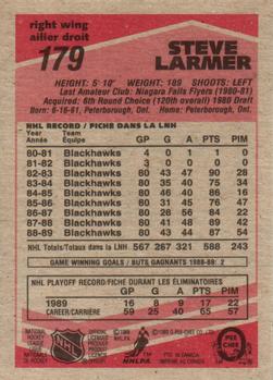 1989-90 O-Pee-Chee #179 Steve Larmer Back