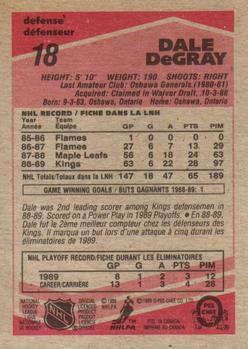 1989-90 O-Pee-Chee #18 Dale DeGray Back