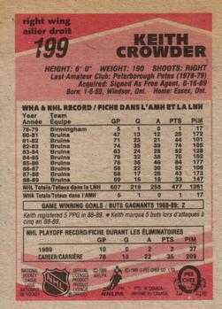 1989-90 O-Pee-Chee #199 Keith Crowder Back