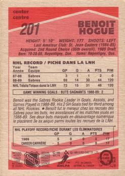 1989-90 O-Pee-Chee #201 Benoit Hogue Back