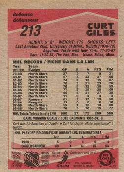 1989-90 O-Pee-Chee #213 Curt Giles Back