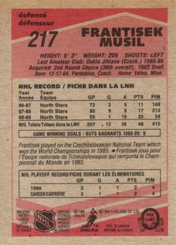 1989-90 O-Pee-Chee #217 Frank Musil Back