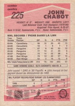 1989-90 O-Pee-Chee #225 John Chabot Back
