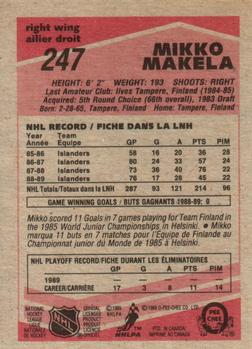 1989-90 O-Pee-Chee #247 Mikko Makela Back
