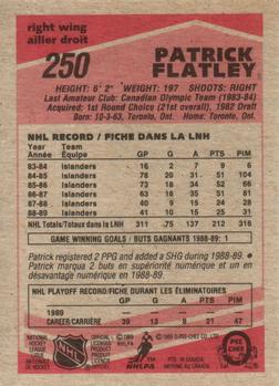 1989-90 O-Pee-Chee #250 Patrick Flatley Back