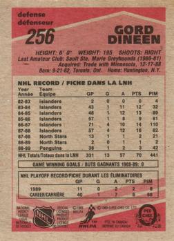 1989-90 O-Pee-Chee #256 Gord Dineen Back