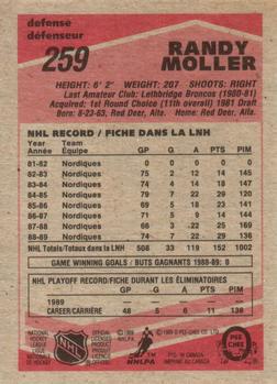 1989-90 O-Pee-Chee #259 Randy Moller Back